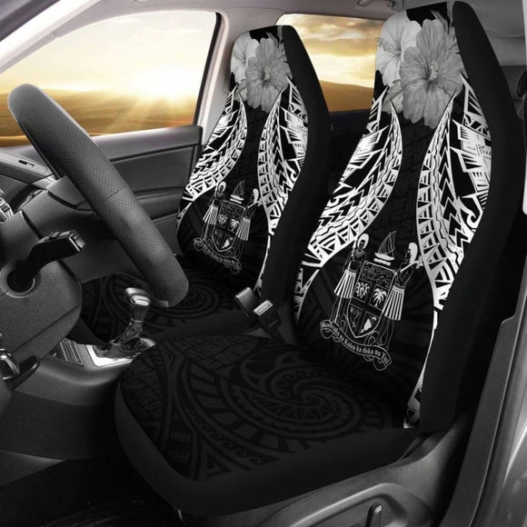 Fiji Polynesian Car Seat Covers Pride Seal And Hibiscus Black - 232125 - YourCarButBetter