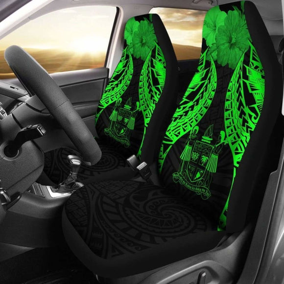 Fiji Polynesian Car Seat Covers Pride Seal And Hibiscus Green - 232125 - YourCarButBetter