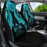 Fiji Polynesian Car Seat Covers Pride Seal And Hibiscus Neon Blue - 232125 - YourCarButBetter