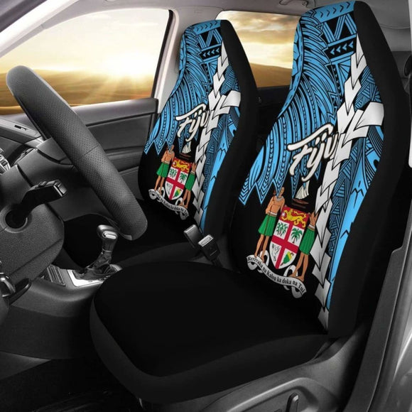 Fiji Polynesian Car Seat Covers - Tribal Wave Tattoo Flag Style - 174914 - YourCarButBetter