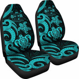 Fiji Polynesian Car Seat Covers - Turquoise Tentacle Turtle Crest - 091114 - YourCarButBetter