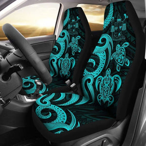 Fiji Polynesian Car Seat Covers - Turquoise Tentacle Turtle Crest - 091114 - YourCarButBetter