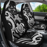 Fiji Polynesian Car Seat Covers - White Tentacle Turtle Crest - 091114 - YourCarButBetter