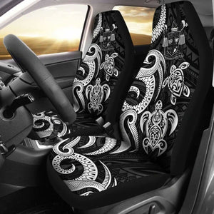 Fiji Polynesian Car Seat Covers - White Tentacle Turtle Crest - 091114 - YourCarButBetter