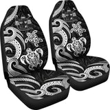 Fiji Polynesian Car Seat Covers - White Tentacle Turtle Crest - 091114 - YourCarButBetter