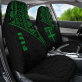Fiji Tapa Car Seat Covers - Fiji Flag Polynesian Green Curve - 105905 - YourCarButBetter