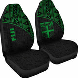 Fiji Tapa Car Seat Covers - Fiji Flag Polynesian Green Curve - 105905 - YourCarButBetter