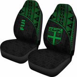 Fiji Tapa Car Seat Covers - Fiji Flag Polynesian Green Curve - 105905 - YourCarButBetter