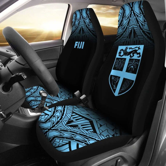 Fiji Tapa Car Seat Covers - Fiji Flag Polynesian Tattoo Fog Blue - 11 174914 - YourCarButBetter