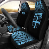 Fiji Tapa Car Seat Covers - Fiji Flag Polynesian Tattoo Fog Blue - 11 174914 - YourCarButBetter