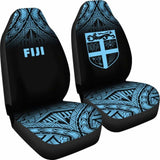Fiji Tapa Car Seat Covers - Fiji Flag Polynesian Tattoo Fog Blue - 11 174914 - YourCarButBetter