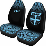 Fiji Tapa Car Seat Covers - Fiji Flag Polynesian Tattoo Fog Blue - 11 174914 - YourCarButBetter