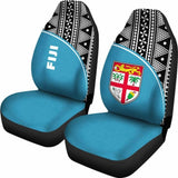 Fiji Tapa Car Seat Covers - Fiji Flag Polynesian White Curve Blue - 105905 - YourCarButBetter