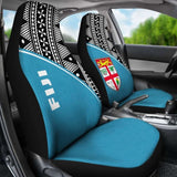 Fiji Tapa Car Seat Covers - Fiji Flag Polynesian White Curve Blue - 105905 - YourCarButBetter