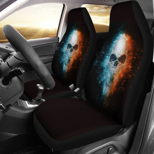 Fire and Ice Skull Car Seat Covers 210802 - YourCarButBetter