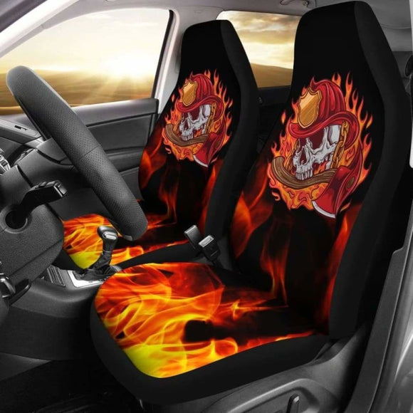 Fire Fighter Skull Car Seat Covers 101211 - YourCarButBetter