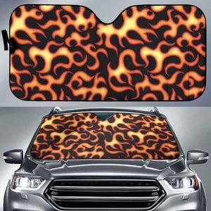 Fire Flame Dark Pattern Car Auto Sun Shades 085424 - YourCarButBetter