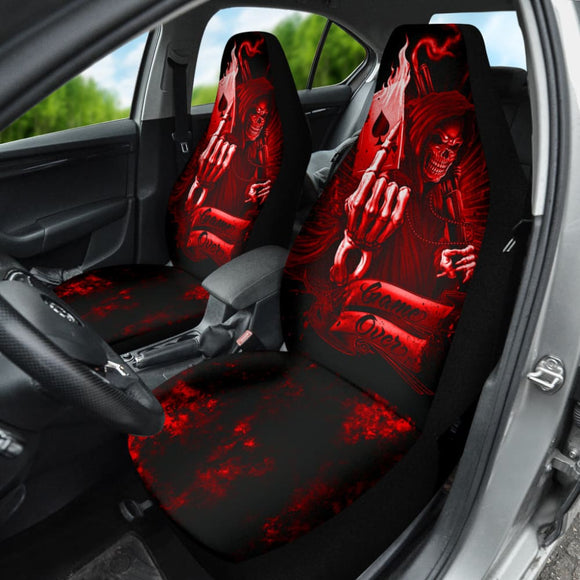 Fire Game Over Gothic Skull Grim Reaper Car Seat Covers 210201 - YourCarButBetter