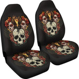 Fire Sugar Skull Car Seat Covers 101819 - YourCarButBetter