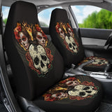 Fire Sugar Skull Car Seat Covers 101819 - YourCarButBetter