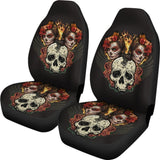 Fire Sugar Skull Car Seat Covers 101819 - YourCarButBetter