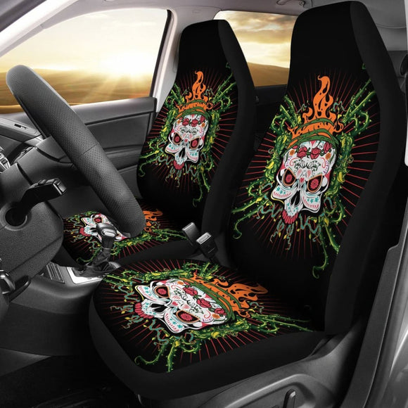 Fire Sugar Skull Ii Car Seat Covers 101819 - YourCarButBetter