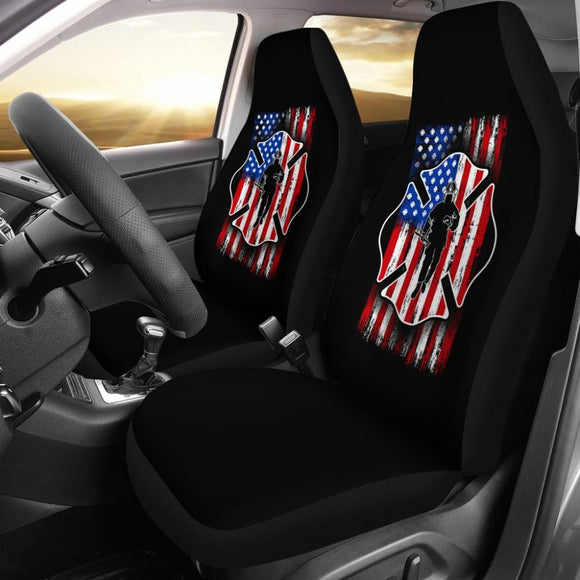 Firefighter Car Seat Covers Custom American Flag 212304 - YourCarButBetter