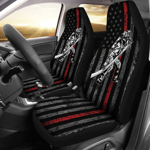 Firefighter Gift American Flag Thin Red Line Fireman Car Seat Covers 212304 - YourCarButBetter