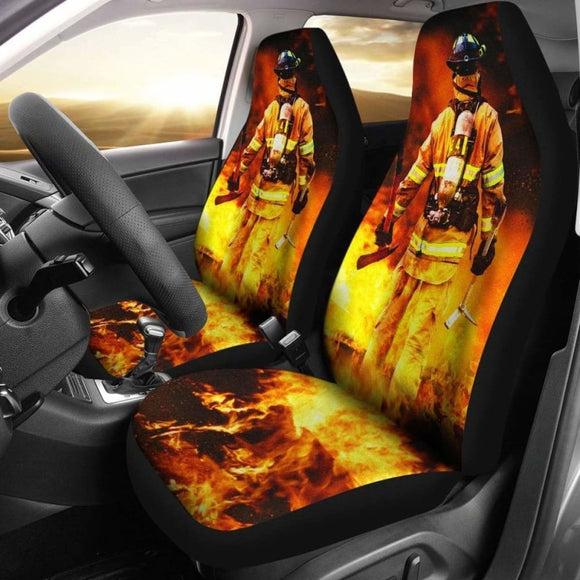 Firefighter In Flames Car Seat Covers 101211 - YourCarButBetter