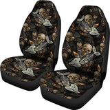 Fish Bones And Human Skull Pattern Fishing Car Seat Covers 182417 - YourCarButBetter