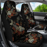 Fish Bones Autumn Leaves Pattern Fishing Car Seat Covers 182417 - YourCarButBetter