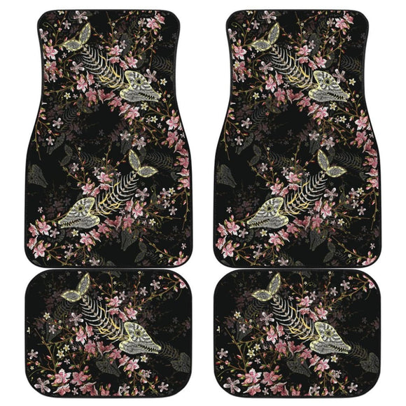 Fish Bones Cherry Blossom Pattern Fishing Car Floor Mats 182417 - YourCarButBetter