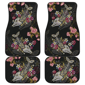 Fish Bones Pink Floral Pattern Fishing Car Floor Mats 182417 - YourCarButBetter