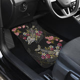 Fish Bones Pink Floral Pattern Fishing Car Floor Mats 182417 - YourCarButBetter