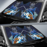 Fishing Car Auto Sun Shades Blue Marlin Skull Fisherman 210901 - YourCarButBetter