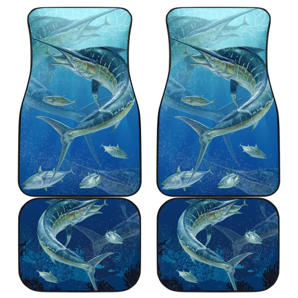 Fishing Car Mats Blue Marlin Under The Sea Art Car Decor 182417 - YourCarButBetter