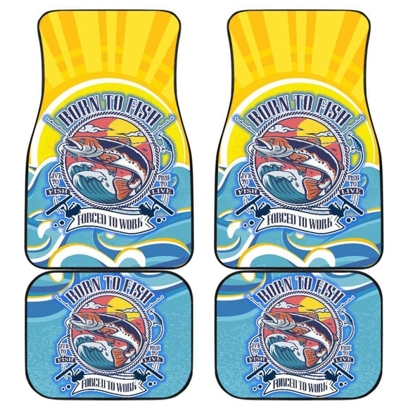 Fishing Car Mats Born To Fish Force To Work Car Decor 182417 - YourCarButBetter