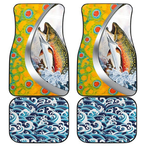 Fishing Car Mats Brook Trout Mix Seigaiha Wave Pattern Car Decor 182417 - YourCarButBetter