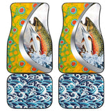 Fishing Car Mats Brook Trout Mix Seigaiha Wave Pattern Car Decor 182417 - YourCarButBetter