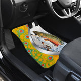 Fishing Car Mats Brook Trout Mix Seigaiha Wave Pattern Car Decor 182417 - YourCarButBetter