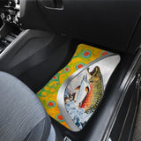 Fishing Car Mats Brook Trout Mix Seigaiha Wave Pattern Car Decor 182417 - YourCarButBetter