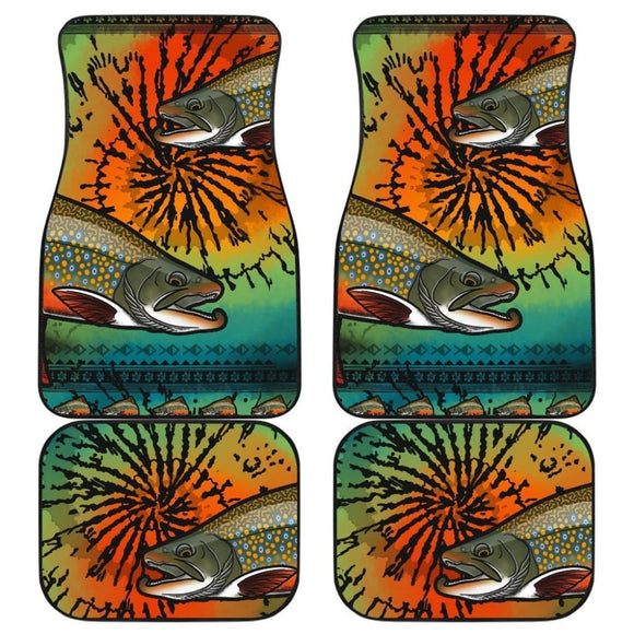 Fishing Car Mats Brook Trout Tied Dye Style Car Decor 182417 - YourCarButBetter