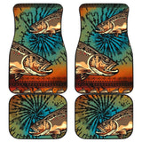 Fishing Car Mats Brown Trout Tied Dye Style Car Decor 182417 - YourCarButBetter