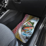 Fishing Car Mats Rainbow Trout Mix Seigaiha Wave Pattern Car Decor 182417 - YourCarButBetter