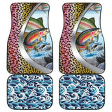 Fishing Car Mats Rainbow Trout Mix Seigaiha Wave Pattern Car Decor 182417 - YourCarButBetter