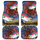 Fishing Car Mats Rainbow Trout Tied Dye Style Car Decor 182417 - YourCarButBetter