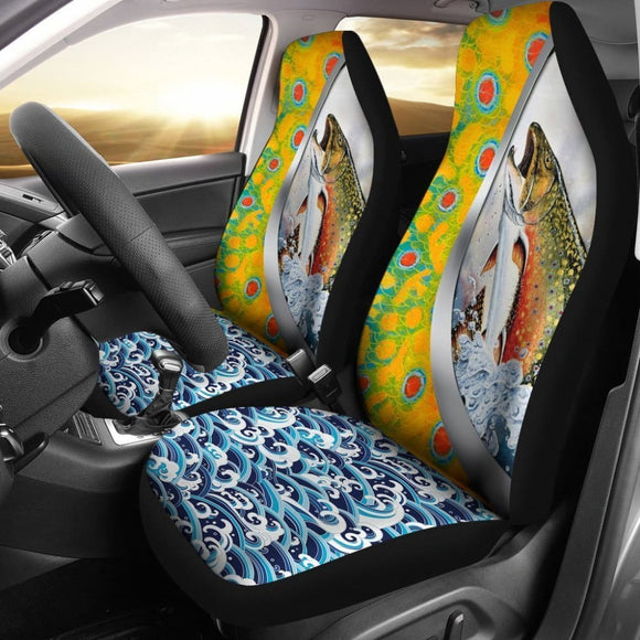 Fishing Car Seat Covers Brook Trout Scales Mix Water Art Car Decor 182417 - YourCarButBetter
