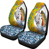 Fishing Car Seat Covers Brook Trout Scales Mix Water Art Car Decor 182417 - YourCarButBetter