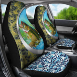 Fishing Car Seat Covers Largemouth Bass Fish Scales Mix Water Art Car Decor 182417 - YourCarButBetter