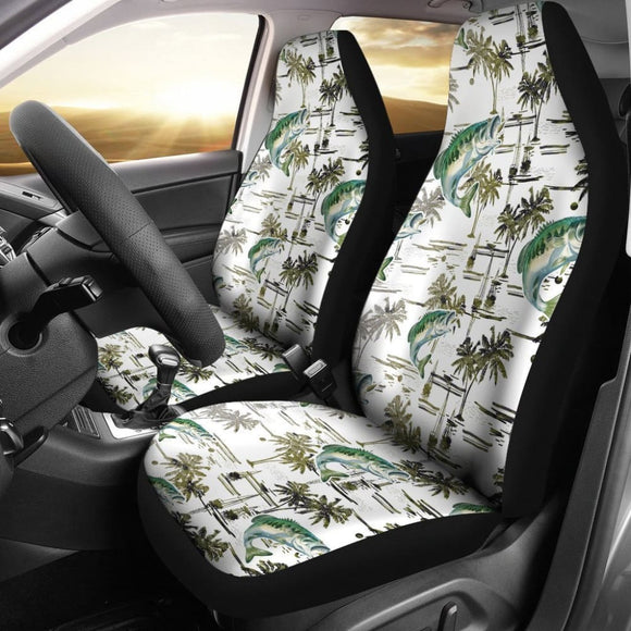 Fishing Car Seat Covers Largemouth Bass Pattern Hawaii Style 182417 - YourCarButBetter